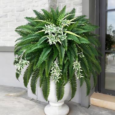 Imagem de Livole Samambaias falsas 2 em 1 de 152 cm com planta aranha, samambaias artificiais para uso ao ar livre, grande samambaia falsa de Boston com 118 ramos, realista, resistente a UV para plantar, casa