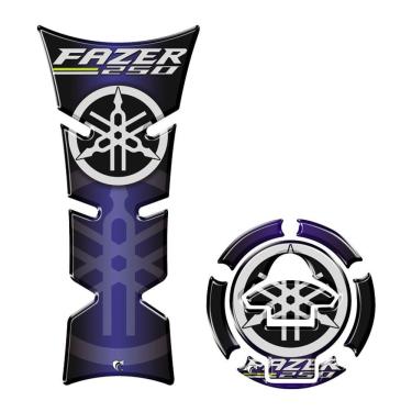 Imagem de Kit Adesivo Protetor Tanque E Bocal Moto Yamaha Fazer 250 Azul Azul
