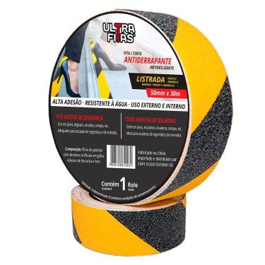 Imagem de Fita Antiderrapante 50 Mm X 30 Metros - Listrada (amarela E Preta)