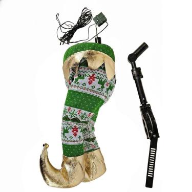 Imagem de Pernas Duende Natal Enfeite Arvore Natalina Movimenta Chuta Flexivel Decoraçao Janela Loja Festa Evento Fim De Ano