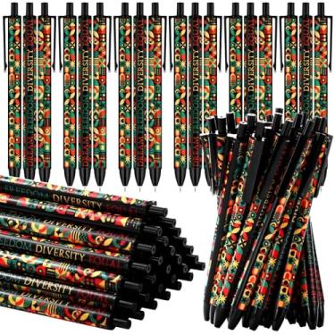 Imagem de Sinload 200 peças de presentes de Natal Kwanzaa canetas esferográficas inspiradoras do mês da história negra a granel geométrica liberdade dos sonhos diversidade caneta afro-americana suprimentos de