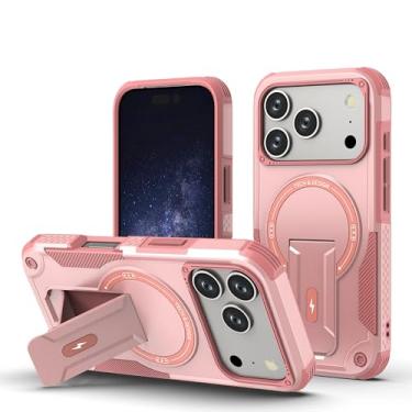 Imagem de IRTGFG Capa de celular dobrável com suporte magnético, proteção invisível e resistente para iPhone 16E (Rosa)
