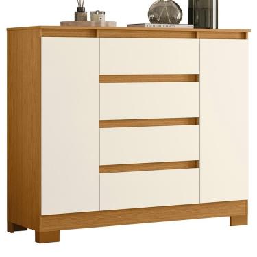 Imagem de Cômoda Sapateira Atena 2 Portas E 4 Gavetas Cinamomo-off White - Móveis Albatroz