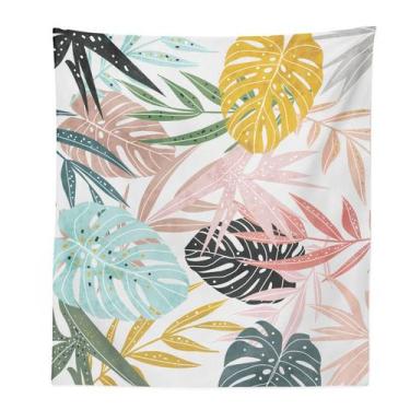 Imagem de Tapeçaria colorida, parede de folhas de plantas, 150x100cm, fibra de m