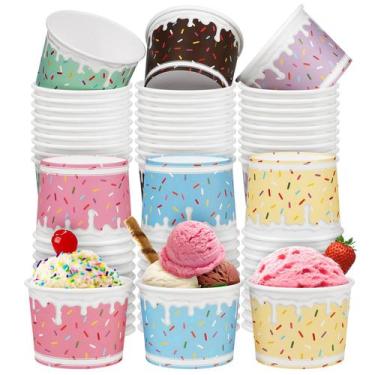 Imagem de Copos de sorvete Aodaer 8 oz Sprinkles Paper, pacote com 60