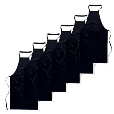 Imagem de Kit com 6  Avental Frontal Liso Oxford Preto - Loja Loja