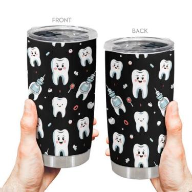 Imagem de Caneca de viagem Oasisdream Tumbler de aço inoxidável 600mL com tampa