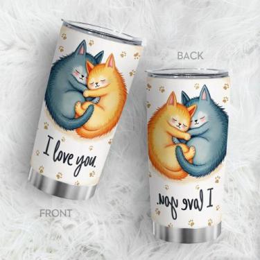 Imagem de Caneca de café Tumbler Oasisdream 600 ml com estampa de gato