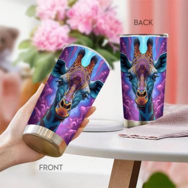Imagem de Caneca de café Tumbler Oasisdream 600 ml com estampa de girafa