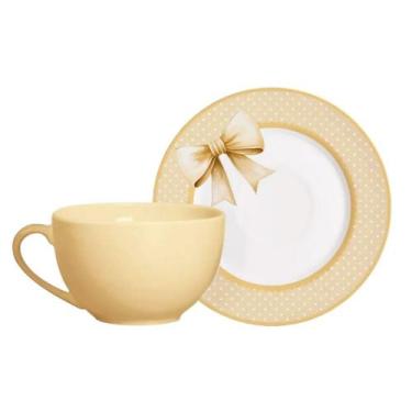 Imagem de Xícara Chá Amarelo Honey com Pires Laços de Páscoa Plus 250ml - ALLEAN