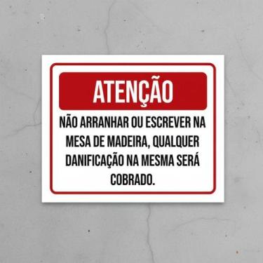 Imagem de Placa Acm Não Arranhar Escrever Mesa Madeira 18X23 - Sinalizo