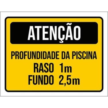 Imagem de Kit 5 Placas Atenção Profundidade Raso Fundo Amarelo - Sinalizo