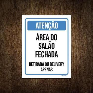Imagem de Placa Distanciamento Social Área Salão Fechada 18X23 - Sinalizo.Com