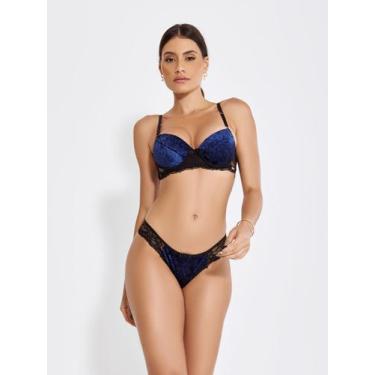 Imagem de Conjunto Lingerie Sexy De Calcinha E Sutia Veludo Bojo - ALTIÊ INTIMAT