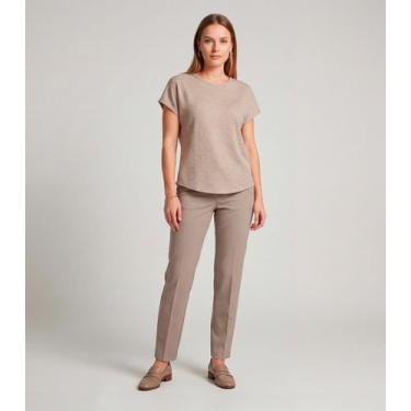 Imagem de Blusa Feminina Básica Manga Curta Infinita Cor Marrom, G, Marrom