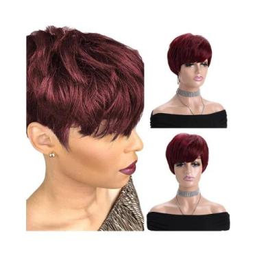 Imagem de Peruca Sintética Preta Natural De 10 Polegadas Resistente Ao Calor Par