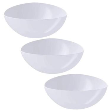 Imagem de Kit 3 Saladeiras Tigela Plástica 5L Branca Triangular Sobremesa Buffet
