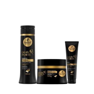 Imagem de Kit Haskell Cavalo Forte Shampoo 300ml + Máscara 300g + Leave-in 150g 