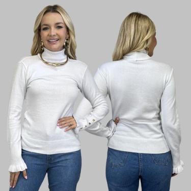 Imagem de Kit 2 Blusas Tricot Botão na Manga Moda Casual Inverno 2024 - SP/CXX, 