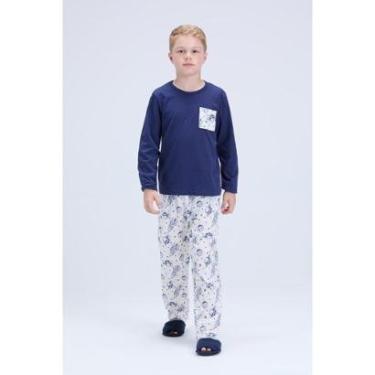 Imagem de Pijama Infantil Masculino Inverno Bolsinho Estampado-Masculino