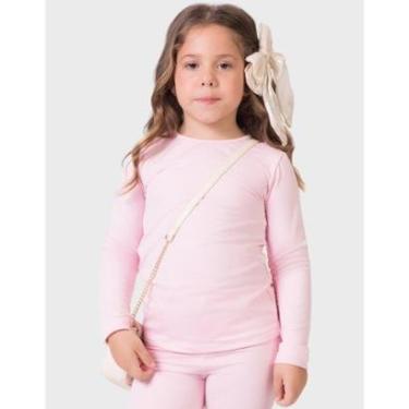 Imagem de Blusa Térmica Frio Moda Quentinho Dia a Dia Inverno Gola Redonda Rosa - Menina 4 a 10 a...