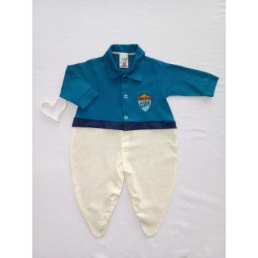 Imagem de Macacão Longo em Malha com Bordado City - Nethuno Baby, Azul petróleo,