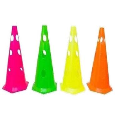 Imagem de Cone De Marcação Furado Colorido 50cm Pvc - Kit C/ 10 Unidades - DareE