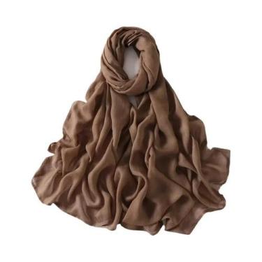 Imagem de Lenço Hijab De Algodão E Rayon Tamanho Grande, Cor Sólida, Para Mulher