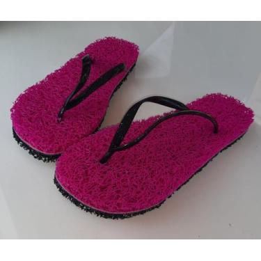 Imagem de Chinelo de Vinil Massageador Pink com Preto - Passo Pe Tapetes, 39/40