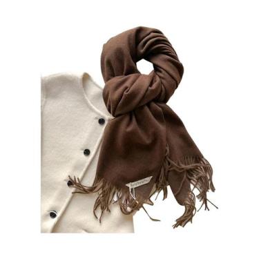 Imagem de Cachecol Feminino Longo De Lã Quente Para Inverno, Xale De Caxemira, P