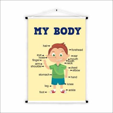 Imagem de Banner de Lona Educativo Inglês My Body Boy - 70x55cm - Fabrika de Fes