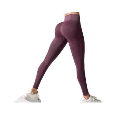 Imagem de Leggings De Yoga Femininas De Cintura Alta Sem Costura Em Nylon, Calça