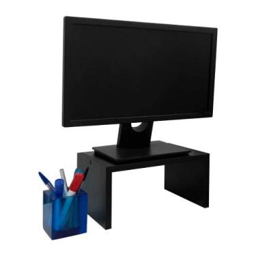 Imagem de Base para Monitor Suporte de Mesa Madeira Preto - Mercado das Pratelei