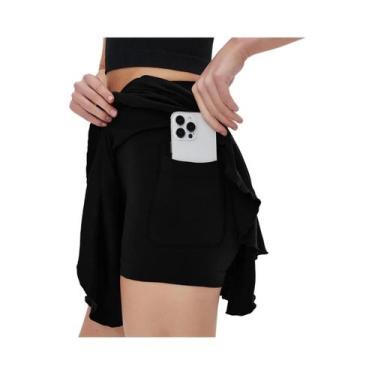 Imagem de Saia Esportiva Feminina De Cintura Alta Com Bolso De Segurança E Cós R