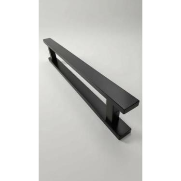 Imagem de Puxador Porta Inox Retangular Preto Fosco 80cm - Congratulations Store