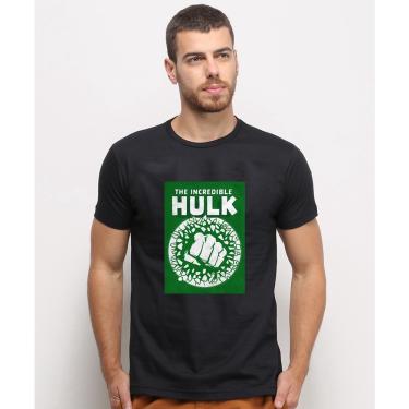 Imagem de Camiseta masculina Preta algodao Hulk Logo Heroi Marvel Vingadores