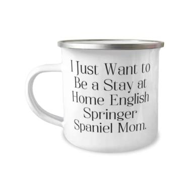Imagem de Presentes sarcásticos para cães Springer Spaniel Inglês, I Just Want to Be a Stay at Home., Caneca de Natal de 350 ml para cachorro Springer Spaniel inglês