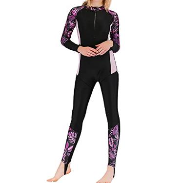 Imagem de Roupa de mergulho elástica com zíper frontal para surfe, roupa de mergulho para mulheres e meninas (Etiqueta 2GG = G)