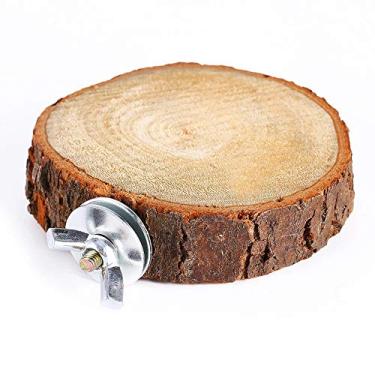 Imagem de GLOGLOW Plataforma de papagaio, pássaro para animais de estimação, plataforma de suporte de madeira redonda, brinquedo para mastigar para pequenos animais, papagaio, periquito, conure, calopsita, camundongo gerbil, rato, rato