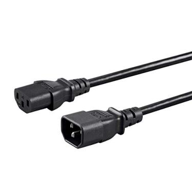 Imagem de Monoprice Cabo de extensão – 1,2 m – Preto | IEC 60320 C14 para IEC 60320 C13, 18AWG, 10A/1250W, 3 pinos, SVT