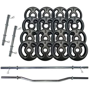 Imagem de Kit Anilhas Emb 40kg + Barras 40cm + Barra 160 + W + Suporte