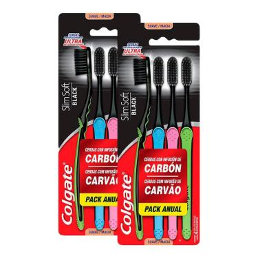 Imagem de Kit 8 Escova Dental Colgate Slim Soft Black 