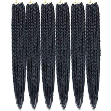 Imagem de Mayloss 6 Pacotes/lote (14/18/24/30) polegada 1 cm 20 Fios/pacote 3X Caixa Fina Trança Crochet Extensionin de Cabelo Diâmetro 3X Trança Sintética Extensões de Cabelo Crochet Tranças Cor de Cabelo (18 polegad, 1)