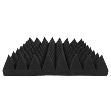 Imagem de Painéis de espuma acústica, painéis à prova de som com design de pirâmide de 19 x 19 cm para paredes Painel de parede de espuma de estúdio para absorver o som e eliminar ecos, para escritório, estúdio de gravação, preto