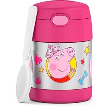 Imagem de Thermos FUNTAINER Pote isolado para alimentos, 283 g, pote de comida adequado para crianças com colher dobrável, Peppa Pig