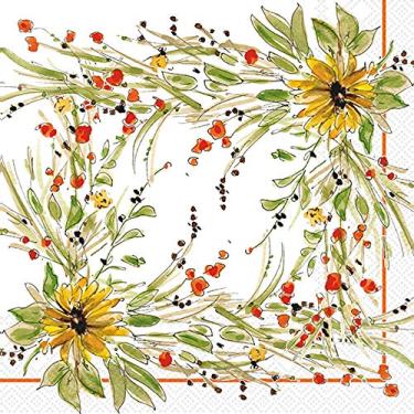 Imagem de Boston International IHR Rosanne Beck Collection Guardanapos de papel para coquetel, 12,7 x 12,7 cm, Medley de girassol