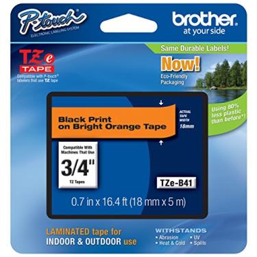 Imagem de Genuíno Brother 3/4" (18 mm) Preto em Laranja Brilhante TZe P-Touch Tape para Brother PT-H300LI, PTH300LI Label Maker