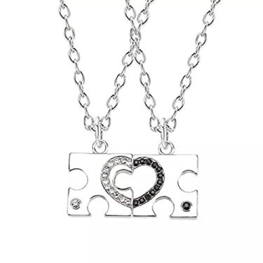 Imagem de CNBPIC 2 Peça Casal Colar Pingente Coração Melhor Casal Joias Presente