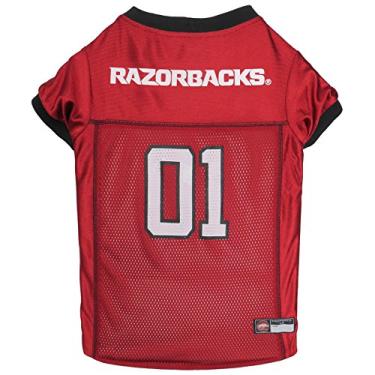 Imagem de Pets First NCAA College Arkansas Razorbacks Jersey de malha para cães e gatos, tamanho grande, camiseta licenciada para cães com seu time favorito de futebol/basquete universitário