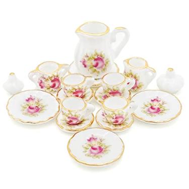 Jogo de 6 Xícaras de Café Cônica Coquinho 70 ml e Açucareiro de Porcelana  Pintado à Mão rosas branca rosa/caramelo no Shoptime